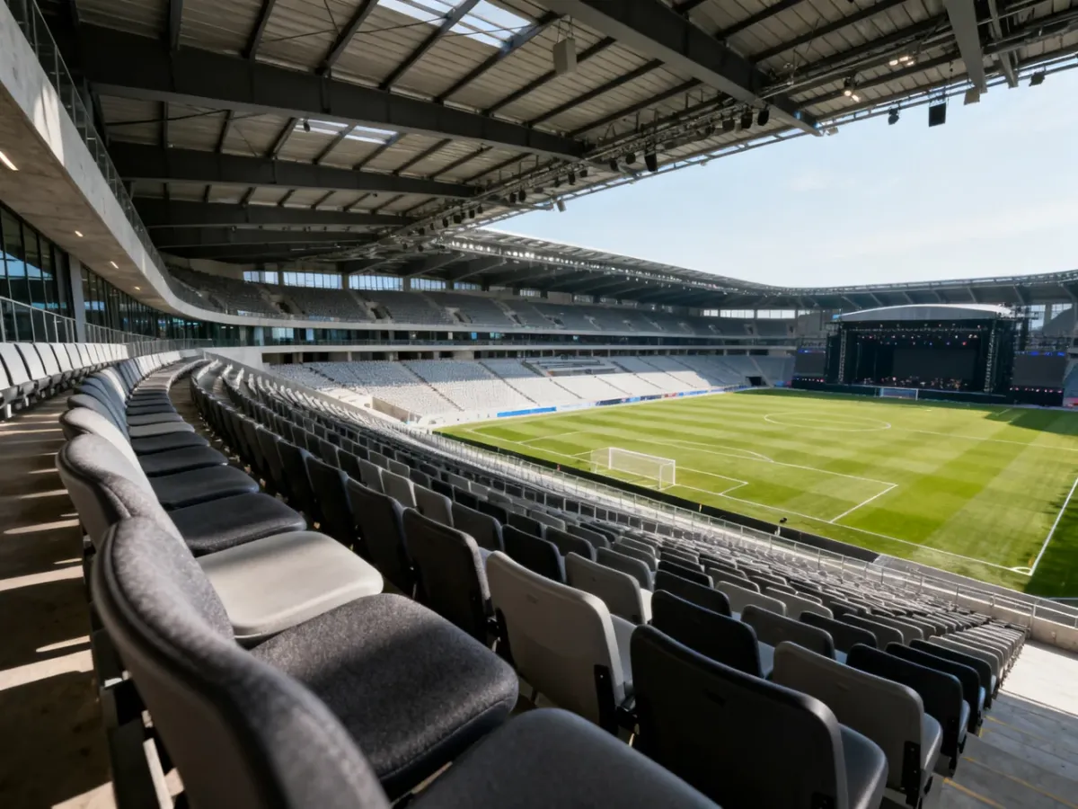 Widok stadionu z dolnych i górnych sektorów trybun