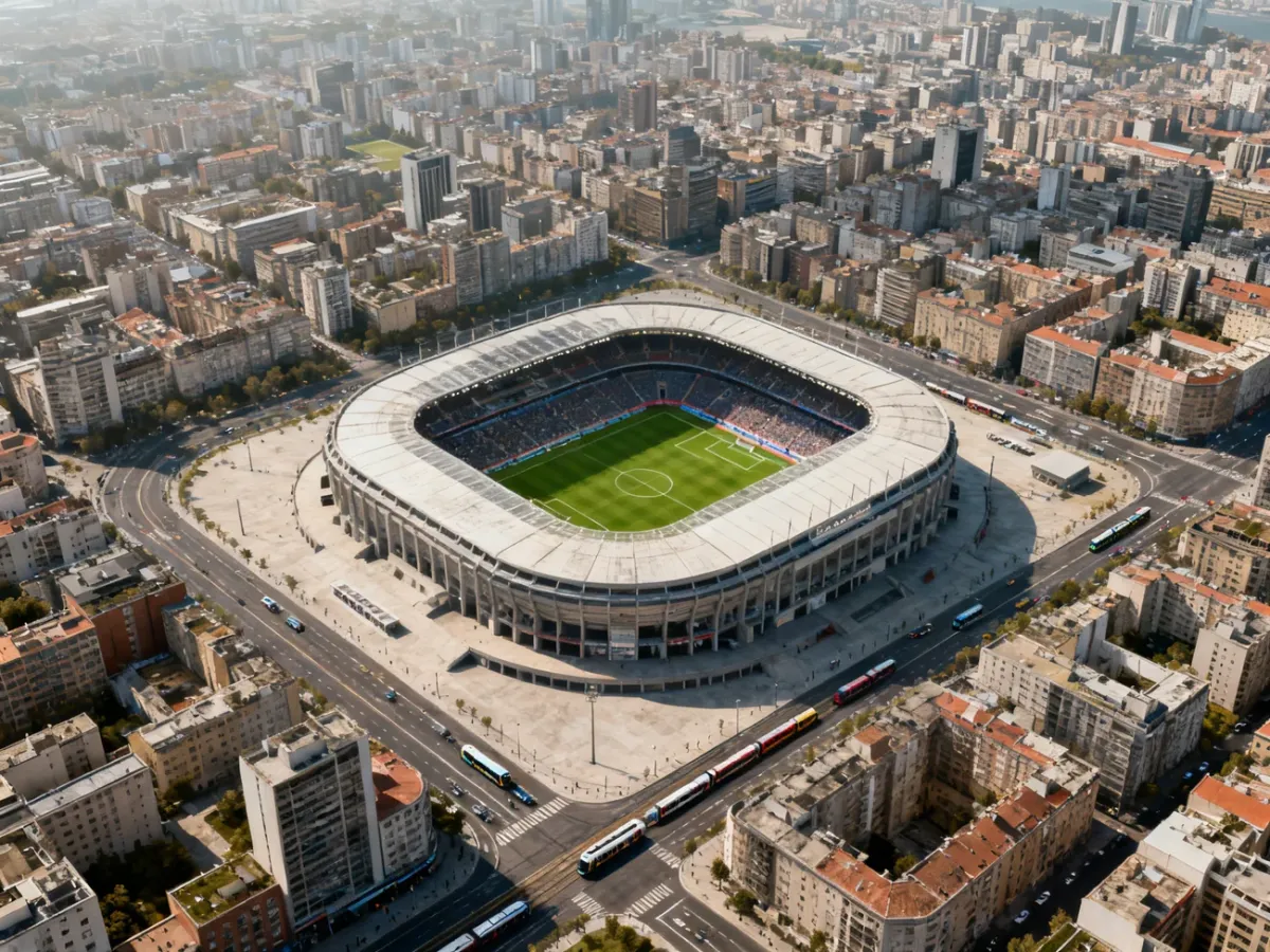 Porównanie stadionu w zwartej zabudowie centrum i przestronnej lokalizacji na obrzeżach miasta
