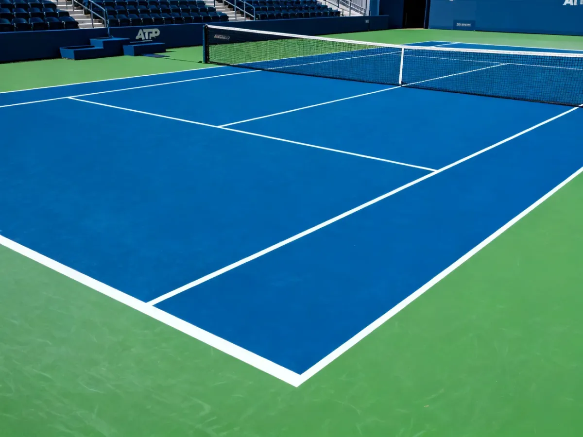 Profesjonalny kort tenisowy ATP z certyfikowaną nawierzchnią i bezpiecznymi wybiegami